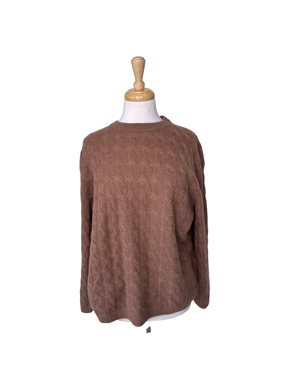 NAADAM 100% Cashmere Crewneck Braided Knit Sweater Brown Size Large